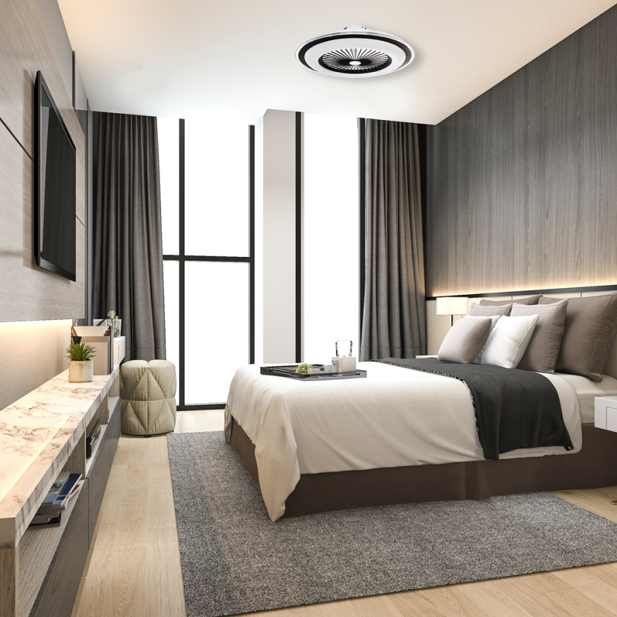 Plafon Zonda Black MiLAGRO z wentylatorem - aranżacja