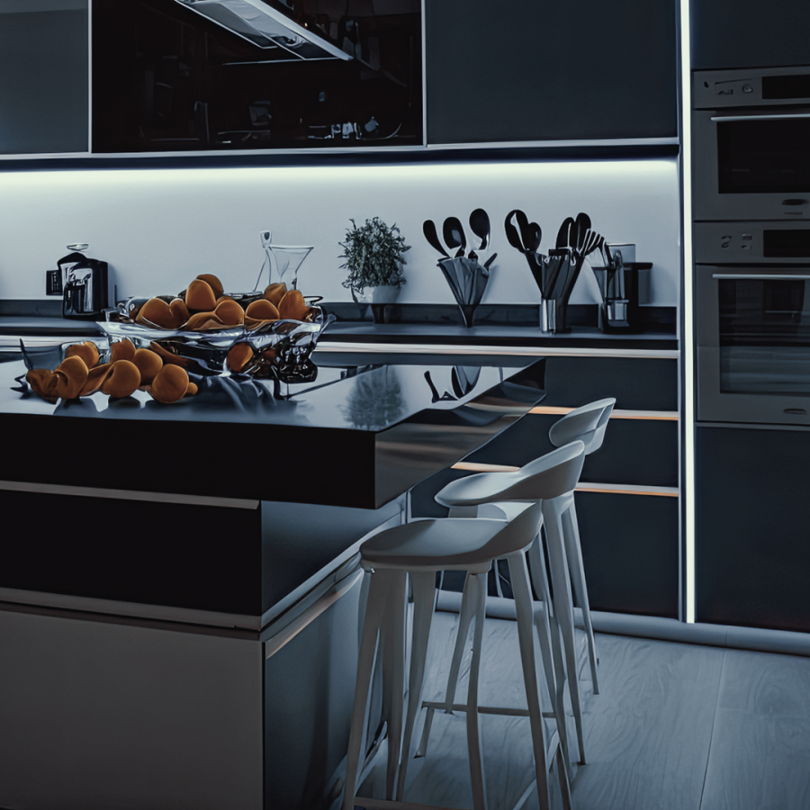 Taśmy LED przy szafkach kuchennych